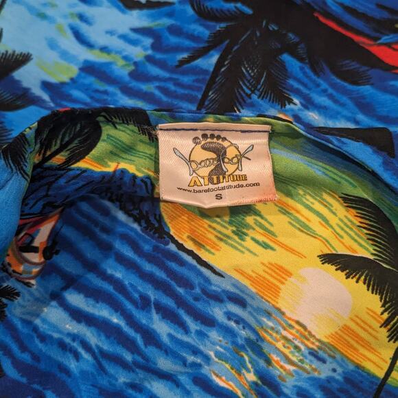 Barefoot Attitude Blue Tropical Palm Tree Sunset Beach Slip Small - Picture 5 of 6